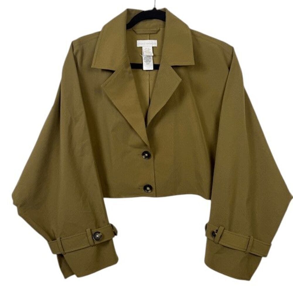 NWOT House of Harlow 1960 Cropped Trench Coat‎ in Olive Green One Size